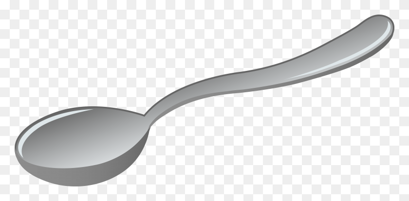 7619x3467 Spoon Clip Art Black And White - Spoon Clipart Black And White