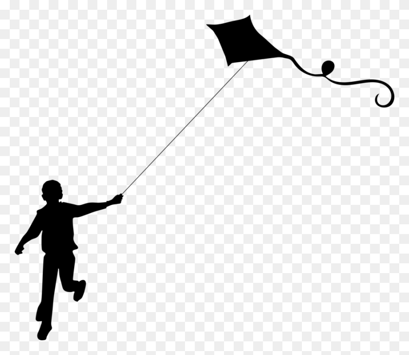 875x750 Sport Kite Silhouette Child Makar Sankranti - Ropes Course Clipart