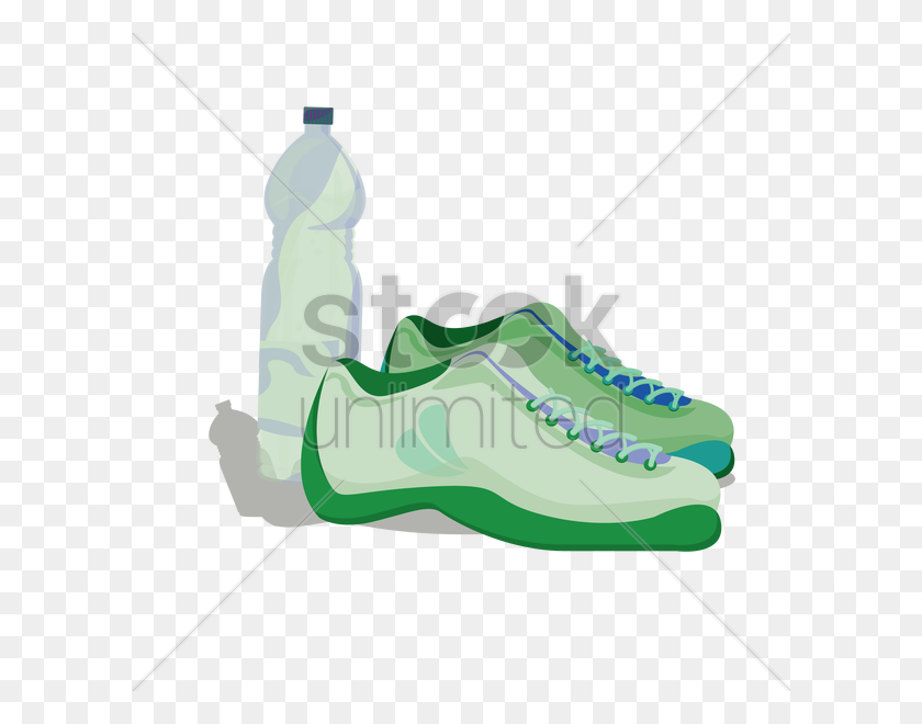 600x600 Sports Shoes With Water Bottle Vector Image - Gym Shoes Clipart