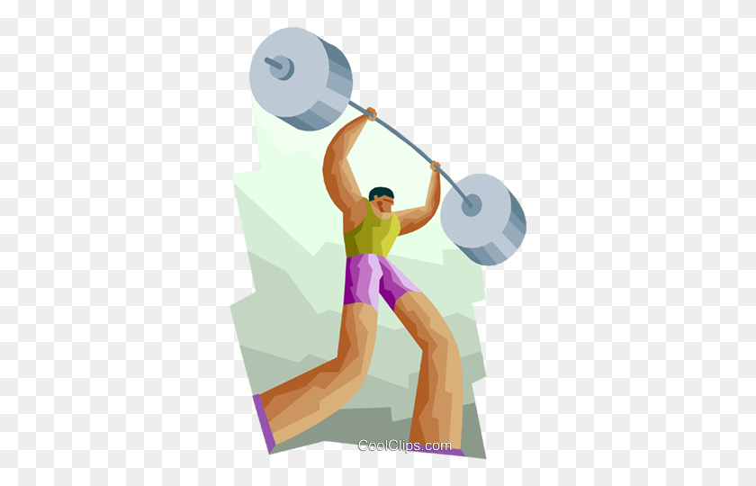 330x480 Sports, Weight Lifter Lifting The Barbell Royalty Free Vector Clip - Weight Lifting Clipart