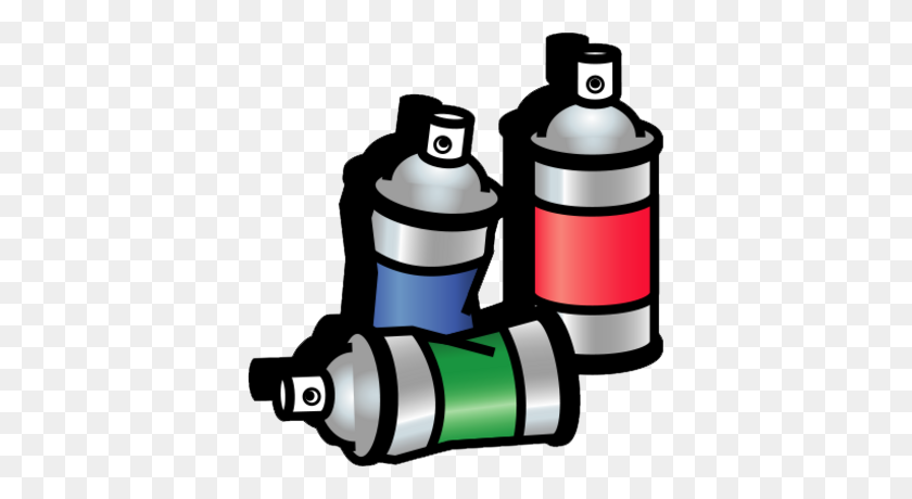 383x400 Spray Can Cartoon Group With Items - Spray Paint Can PNG
