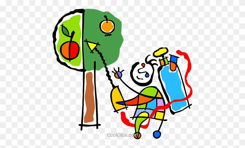 480x449 Spraying Trees With Pesticide Royalty Free Vector Clip Art - Pesticide Clipart