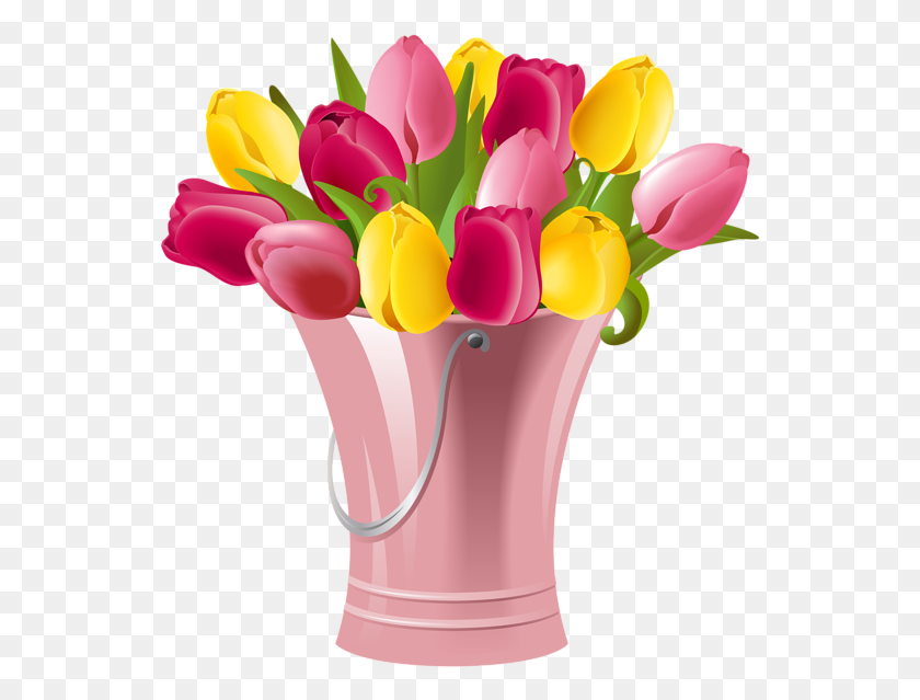 549x579 Balde De Primavera Con Tulipanes Png Clipart - Law Clipart