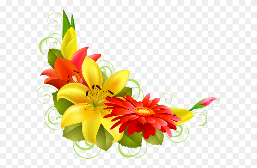 600x490 Весенний Цветок Угловой Бордюр Png Изображения - Весенний Цветок Png