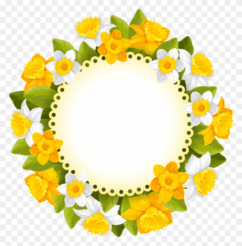 785x800 Spring Flowers - Easter Border PNG