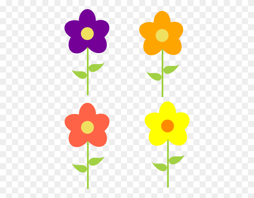414x595 Spring Flowers Multi Colors Clip Art - Spring Is Here Clipart