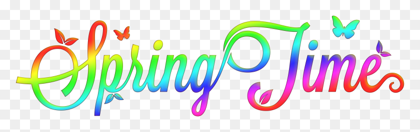 8000x2112 Spring Time Rainbow Text Png Clip Art Gallery - Spring Clipart PNG