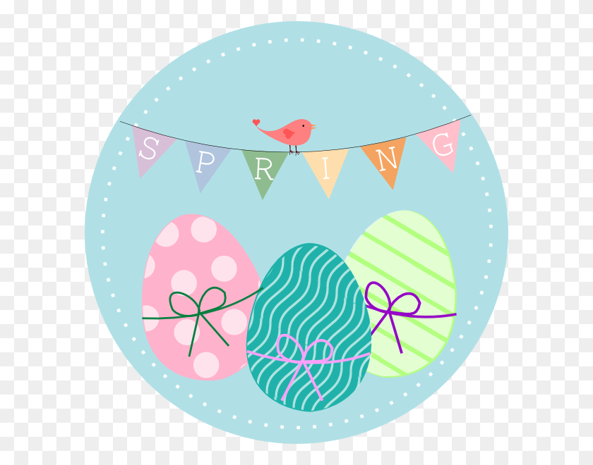 600x600 Spring With Easter Eggs And Bird Clip Art - Easter Banner Clipart