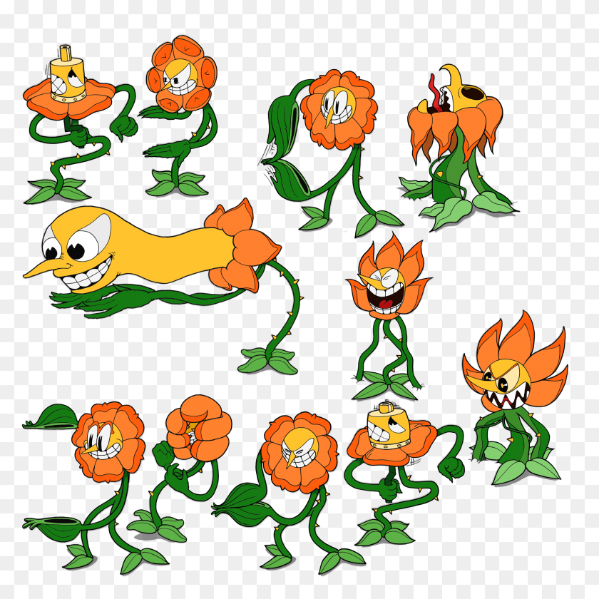 2048x2048 Sprite Sheet Of Cagney Carnation Cuphead Know Your Meme - Carnation PNG