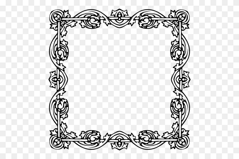 500x500 Square Flowery Frame - Victorian Frame Clipart