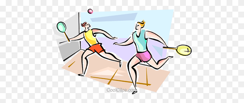 480x294 Los Jugadores De Squash Libre De Regalías Vector Clipart Ilustración - Clipart De Squash
