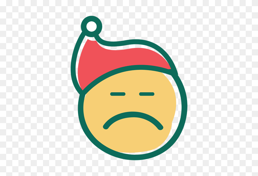 512x512 Squint Eye Frown Face Santa Claus Hat Emoticon - Frown PNG