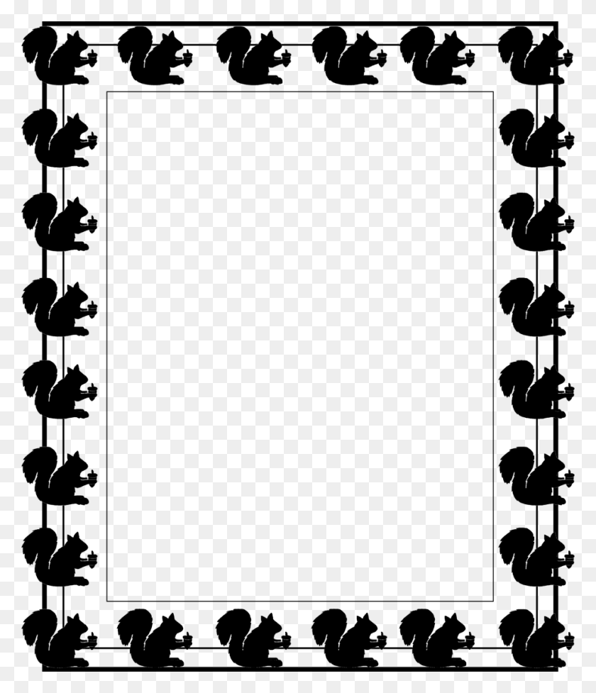 958x1127 Squirrel Clipart Border - Garland Clipart Black And White