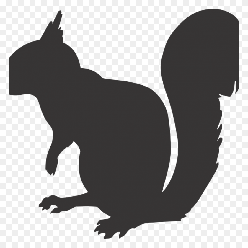 1024x1024 Squirrel Silhouette Animal Free Vector Graphic - Squirrel With Acorn Clipart