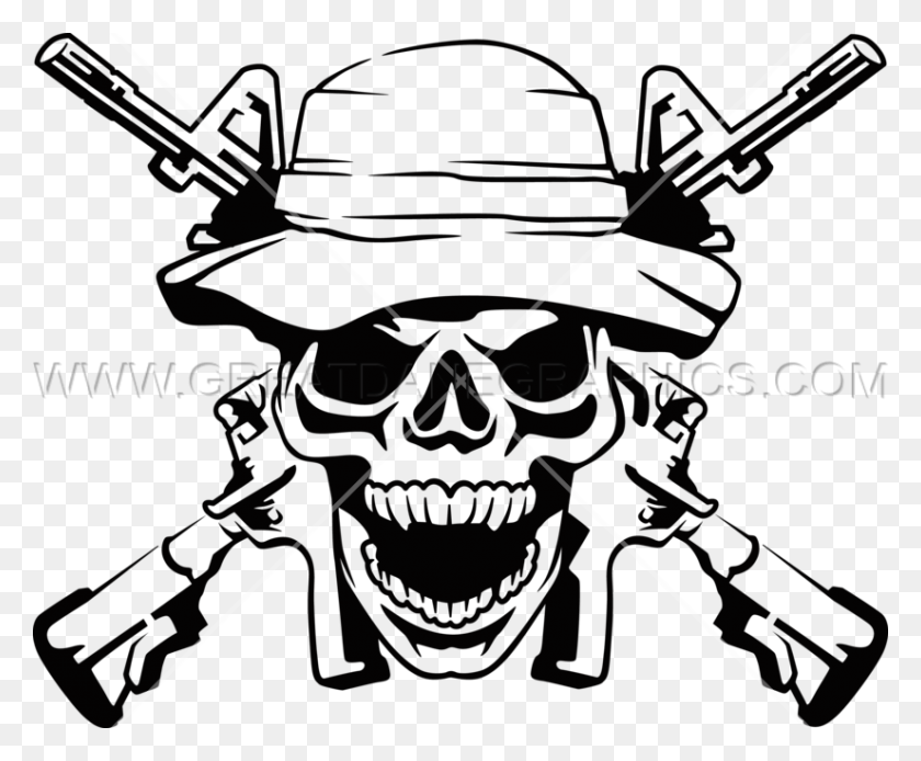 825x671 Ssckull Clipart Army - Skull Black And White Clipart