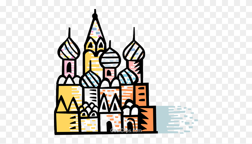 480x421 La Catedral De San Basilio De La Plaza Roja De Moscú Royalty Free Vector Clip - La Plaza Roja De Imágenes Prediseñadas