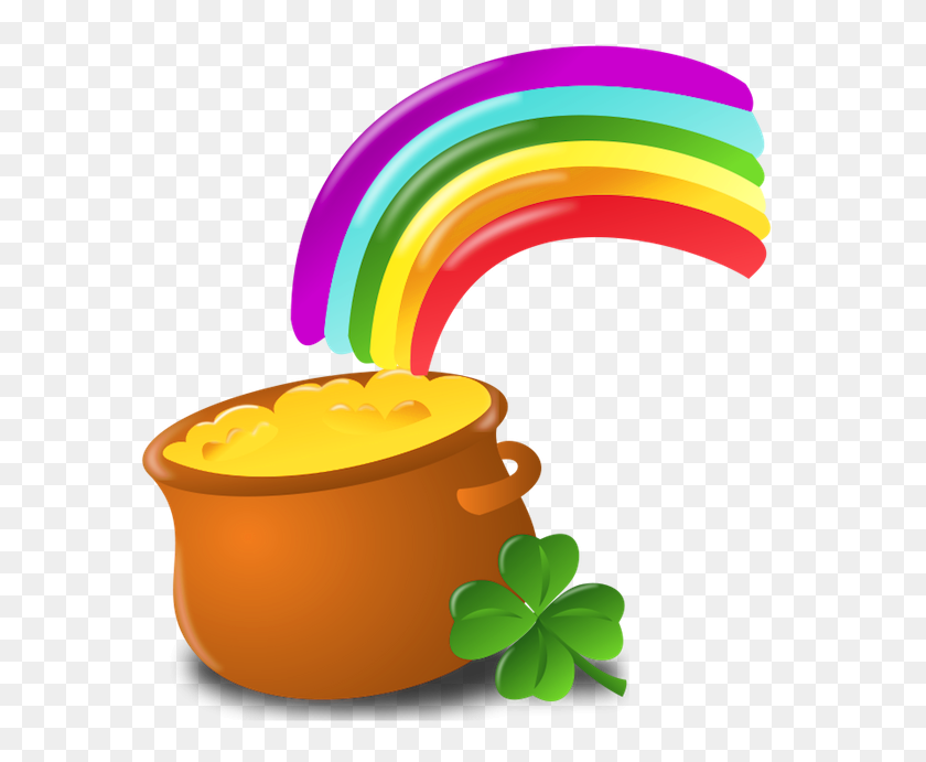 599x631 St Patrick Pot Of Gold With Rainbow Png Gallery - Patrick PNG
