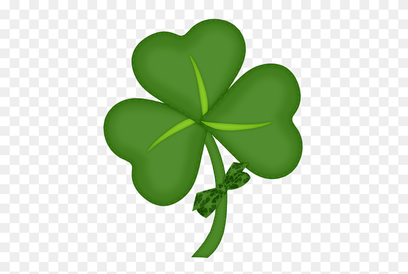 424x505 St Patrick Shamrock With Bow Png - Shamrock Clipart