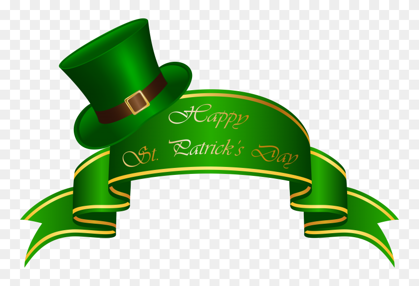 7979x5265 St Patricks Day Banner And Hat Transparent Png Clip Art Image - Saint Patrick Clip Art Free