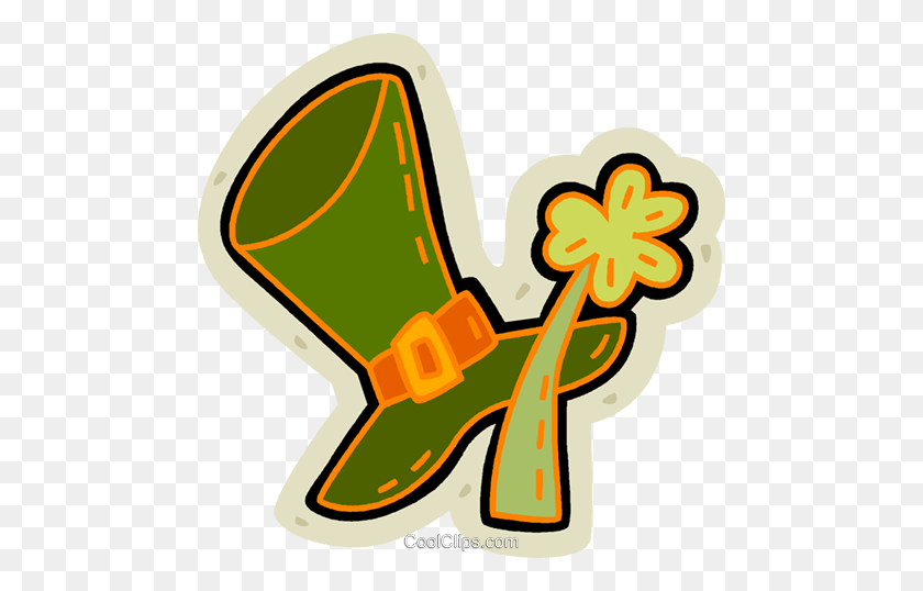 480x478 St Patrick's Day Hat And Clover Royalty Free Vector Clip Art - Clover Clipart