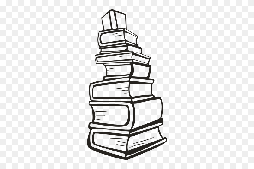 264x500 Stack Of Books In Black And White - Pagoda Clipart