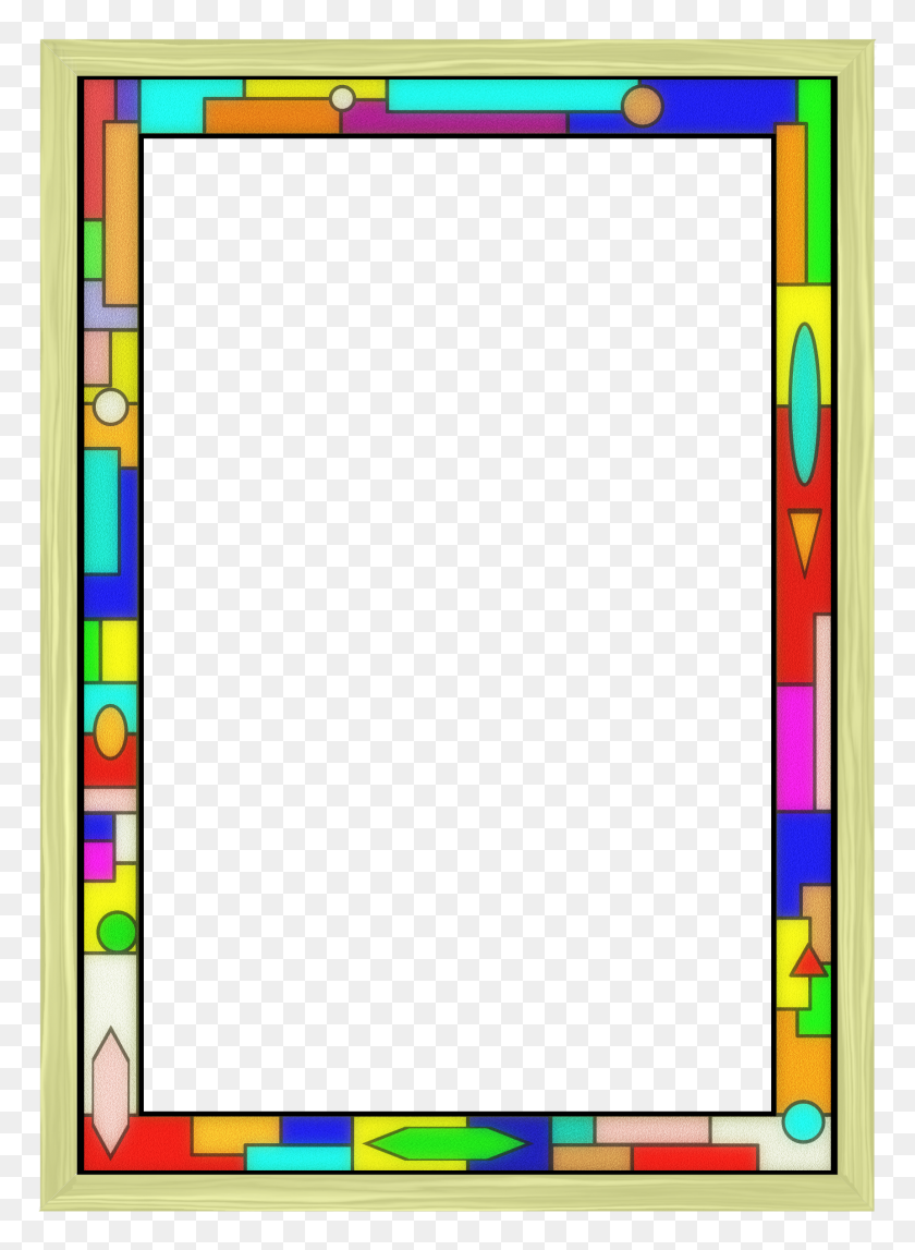 1721x2400 Stained Glass Border - Striped Border Clipart