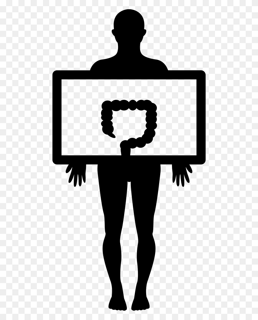 500x980 Standing Man Holding A Large Intestines Image Png Icon Free - Large Intestine Clipart
