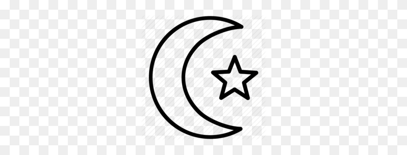 260x260 Star And Crescent Clipart - Moon And Stars Clipart Black And White