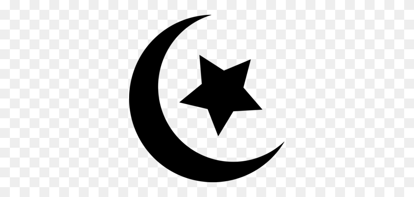 315x340 Символы Ислама Звезды И Полумесяц - Черно-Белый Клипарт Луна И Звезды