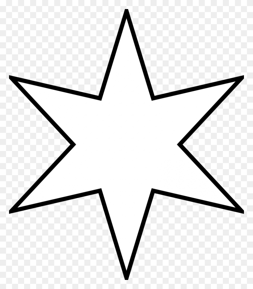800x920 Star Black And White Clip Art - Black Star Clipart