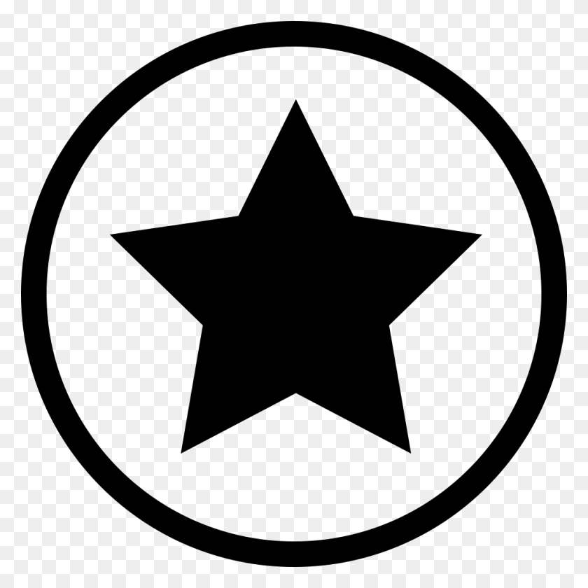 980x980 Star Black Shape In A Circle Outline Favourite Interface Symbol - Black Star PNG