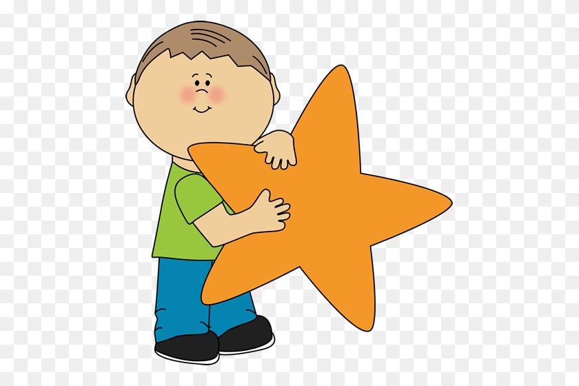 475x500 Star Clip Art An Orange Image Little Boy Holding - Boy Clipart