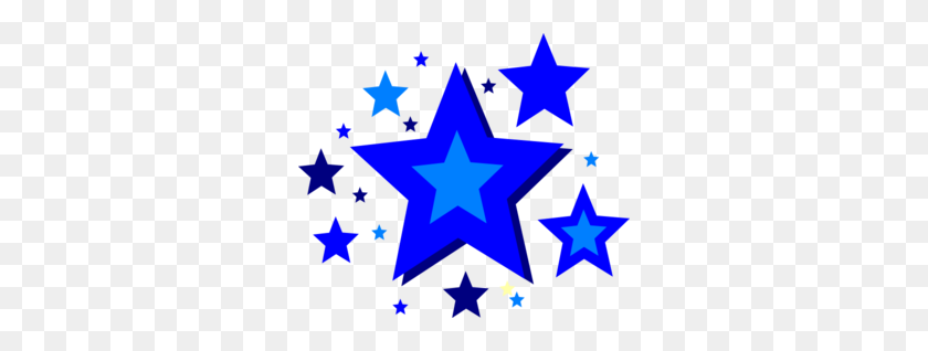 300x258 Звездный Клипарт Синий - Голубые Звезды Png