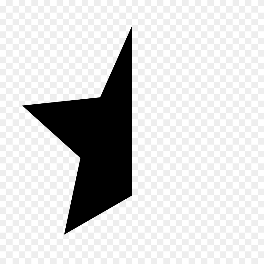 1600x1600 Star Half Icon - White Star PNG