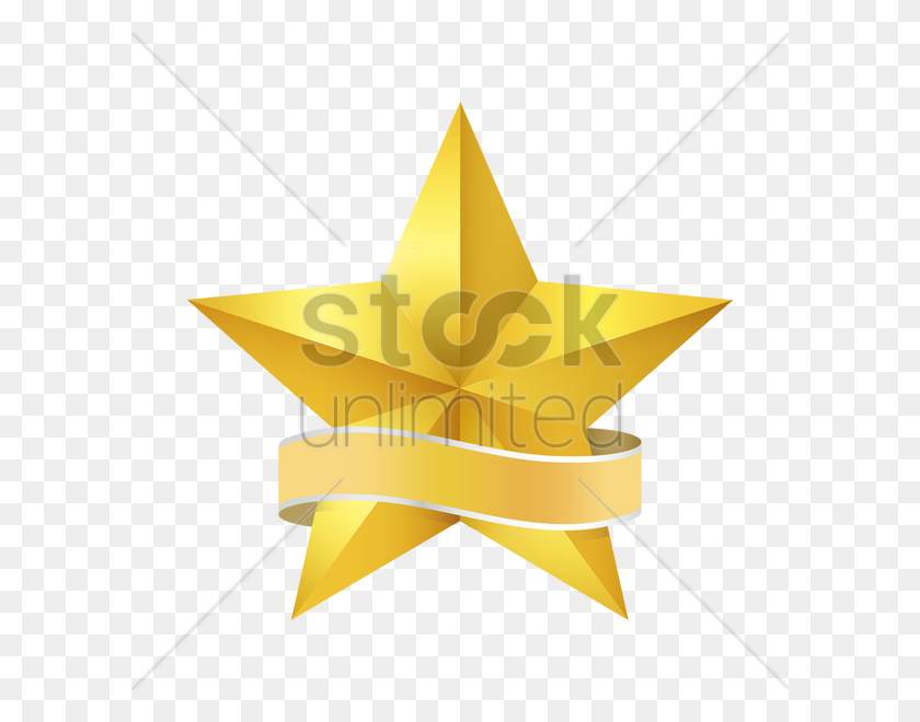 600x600 Star With Banner Design Vector Image - Gold Banner PNG
