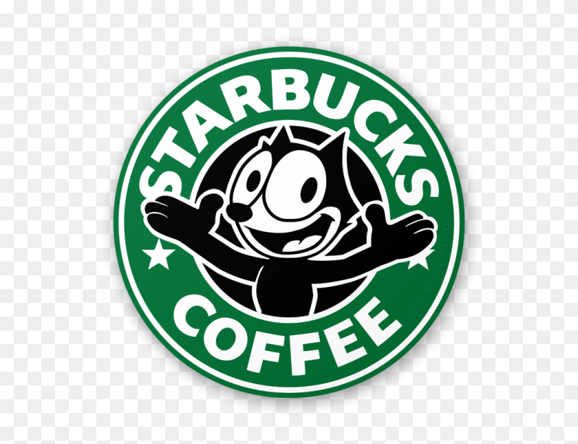 1024x768 Logotipo De Starbucks Con Félix El Gato Logotipos De Félix - Logotipo De Starbucks Png
