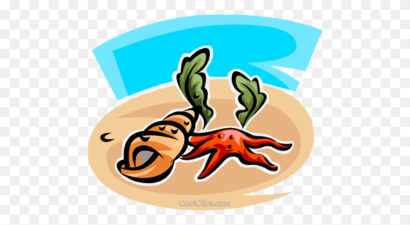 Starfish And Seashells Royalty Free Vector Clip Art Illustration - Ocean Floor Clipart