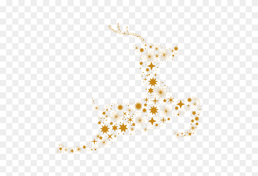 512x512 Starflakes Form Reindeer - Gold Confetti PNG