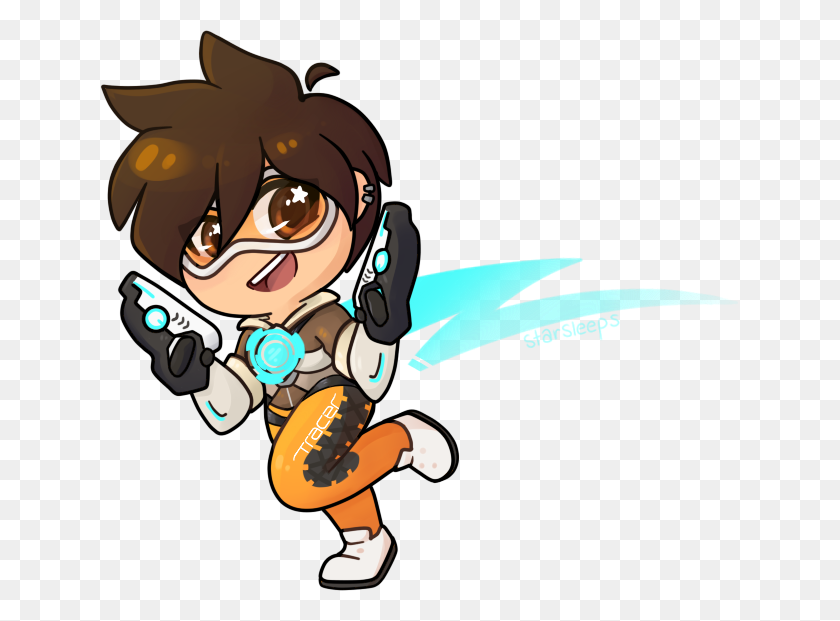 639x561 Starsleeps On Twitter Tracer Chibi - Overwatch Tracer PNG