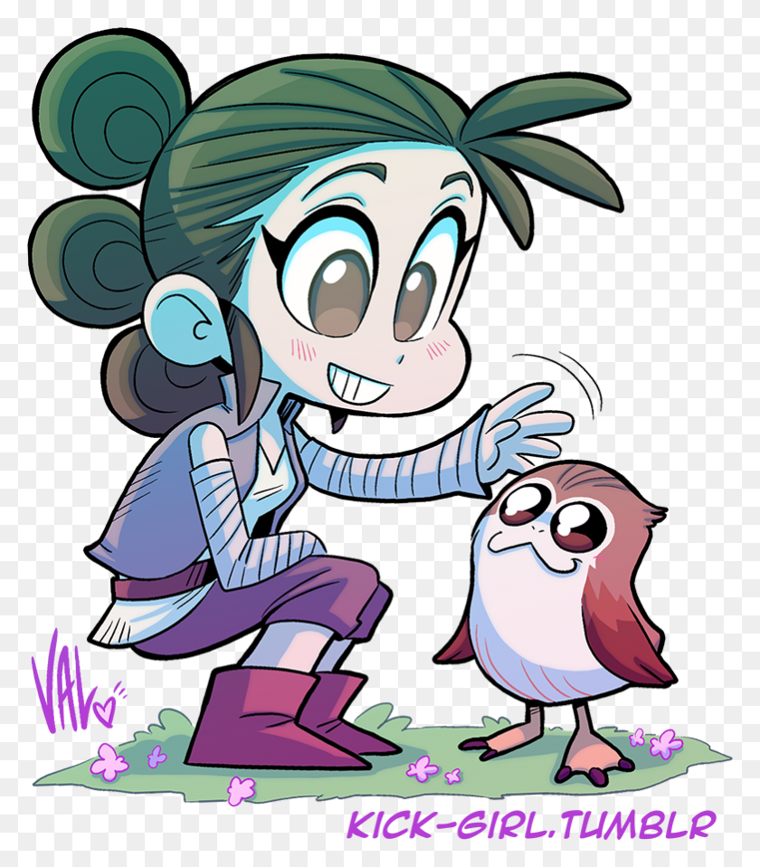781x900 Starwars Art Gallery On Twitter Rey With A Little Porg Friend - Star Wars Clipart Characters