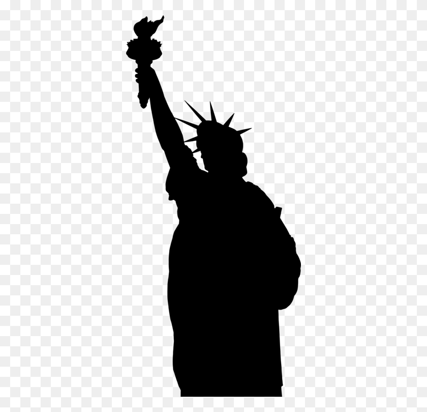 344x749 Статуя Свободы На Острове Эллис В Американском Музее Гавани Нью-Йорка - Горизонт Нью-Йорка Клипарт