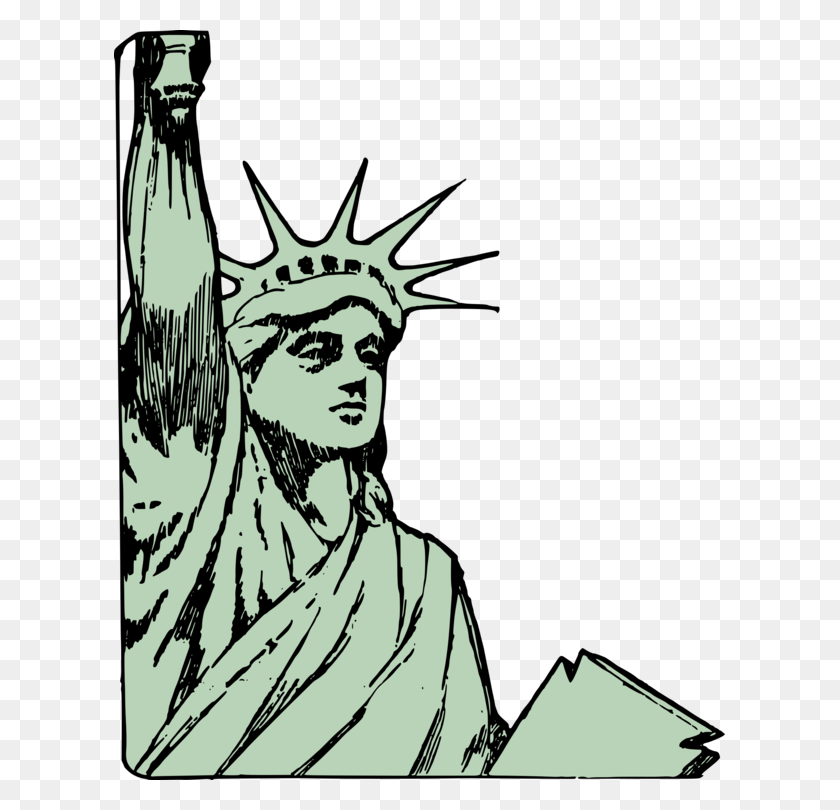 611x750 Statue Of Liberty Face Drawing Monument - Sculpture Clipart