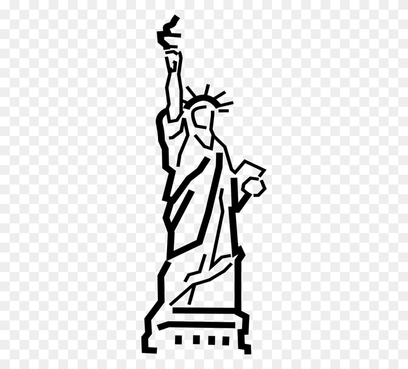 258x700 Statue Of Liberty, New York City - Statue Of Liberty Black And White Clipart