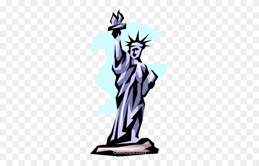 256x480 Statue Of Liberty Royalty Free Vector Clip Art Illustration - Statue Clipart