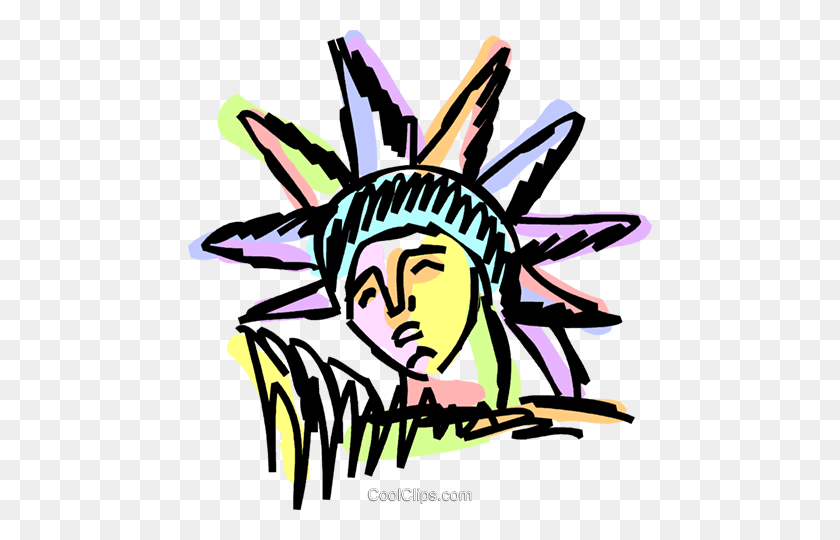 464x480 Statue Of Liberty Royalty Free Vector Clip Art Illustration - Statue Of Liberty Clipart Free