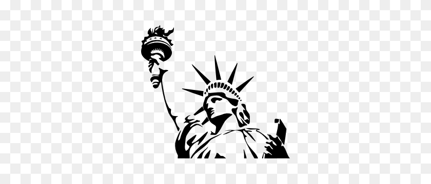 300x300 Statue Of Liberty Sticker - Statue Of Liberty Black And White Clipart