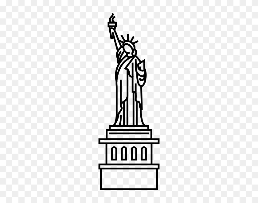 600x600 Статуя Резиновые Штампы Stampmore - Статуя Свободы Черно-Белый Клипарт