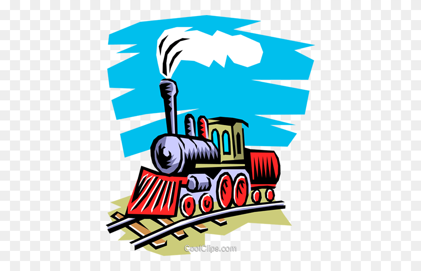 418x480 Steam Engine Royalty Free Vector Clipart Ilustración - Steam Engine Clipart