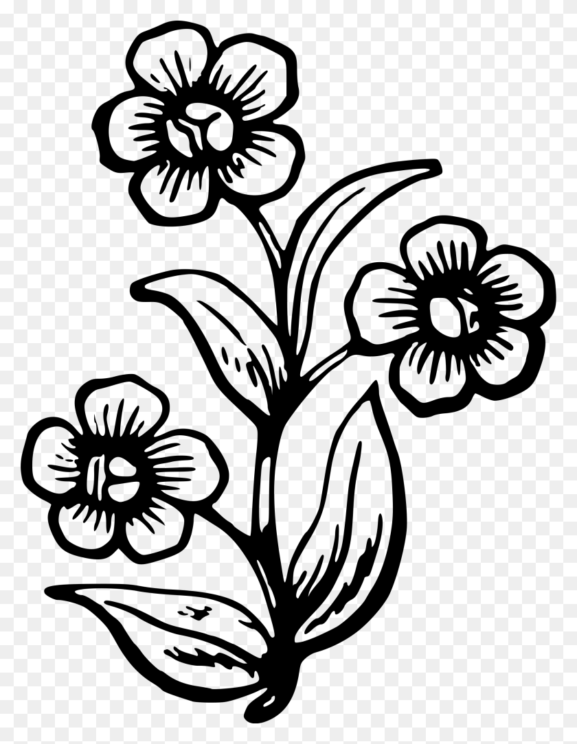1828x2400 Stem Clipart Big Flower - Stem Clipart Black And White