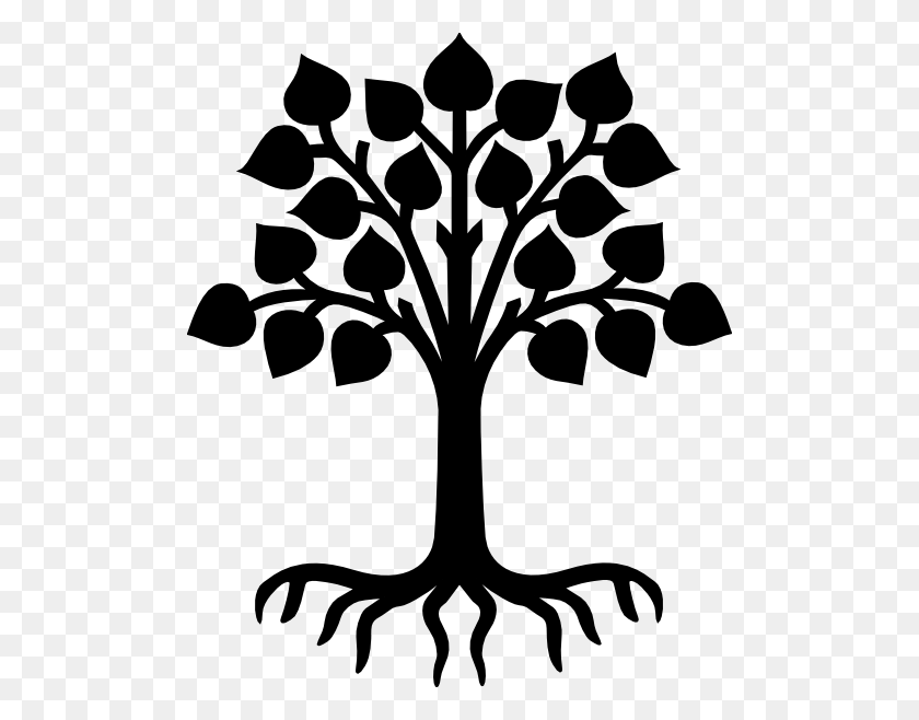 498x598 Stencil Designs Oak Tree With Roots - Oak Tree Clipart Black And White